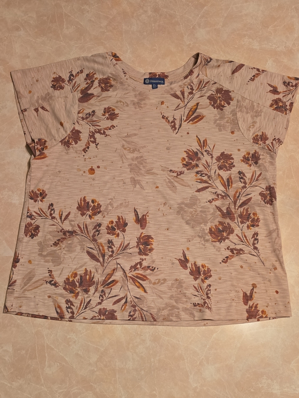 Democracy Pink Floral Short Sleeve Tee